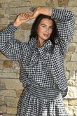 Nonni Gingham Poet Blouse Black Grey